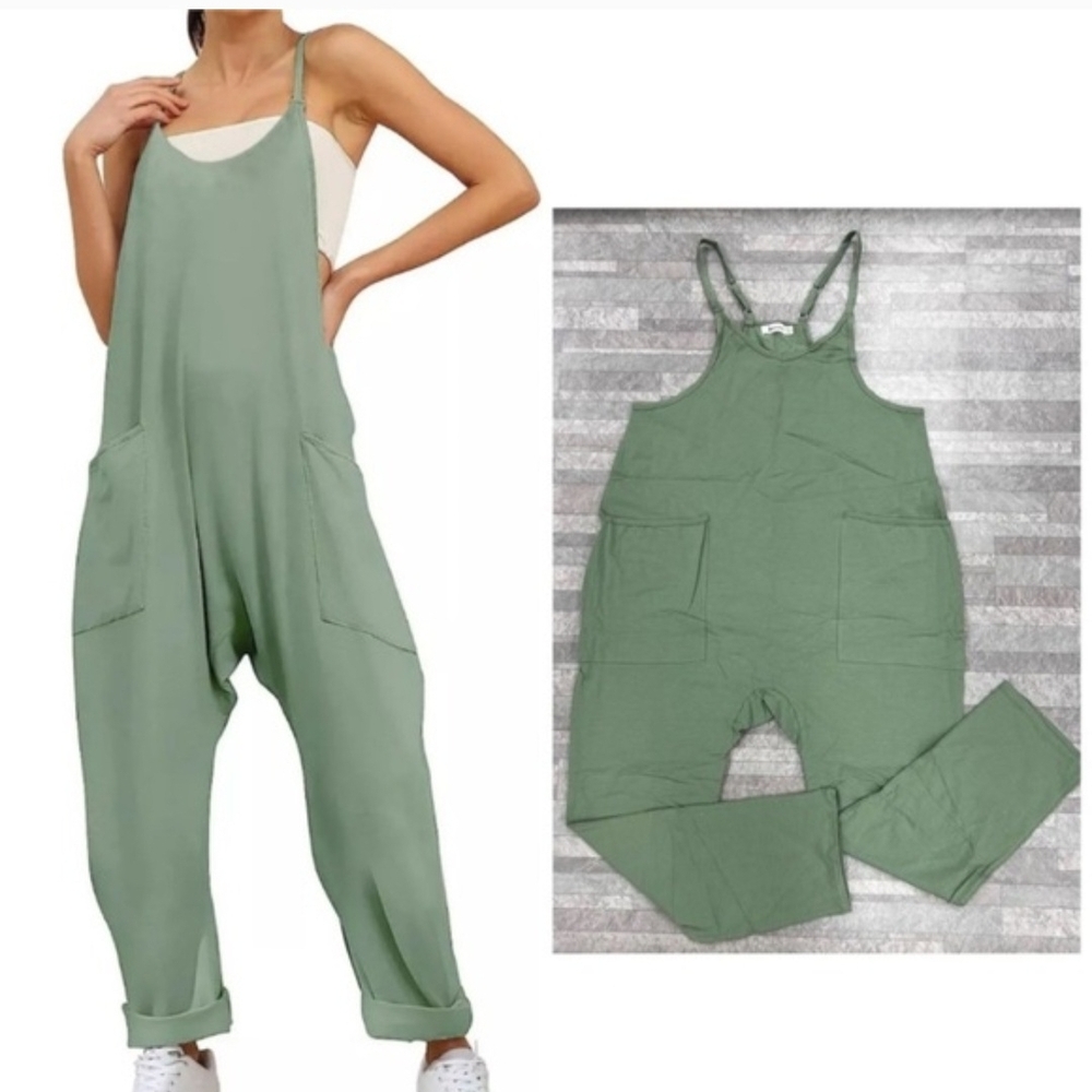 Casual Sage Green Jumpsuit